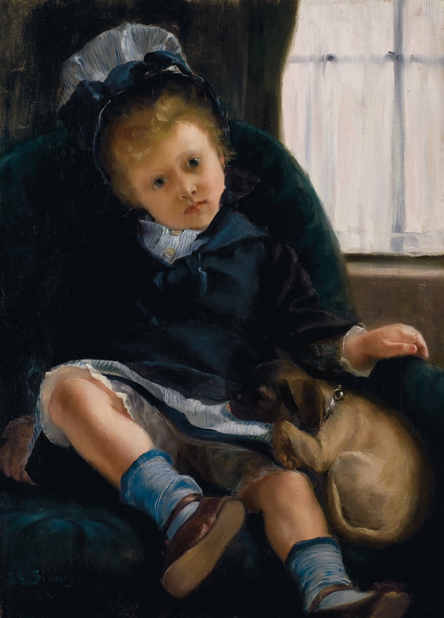 Pike med valp, ca. 1882-1883 av Jacques Emile Blanche