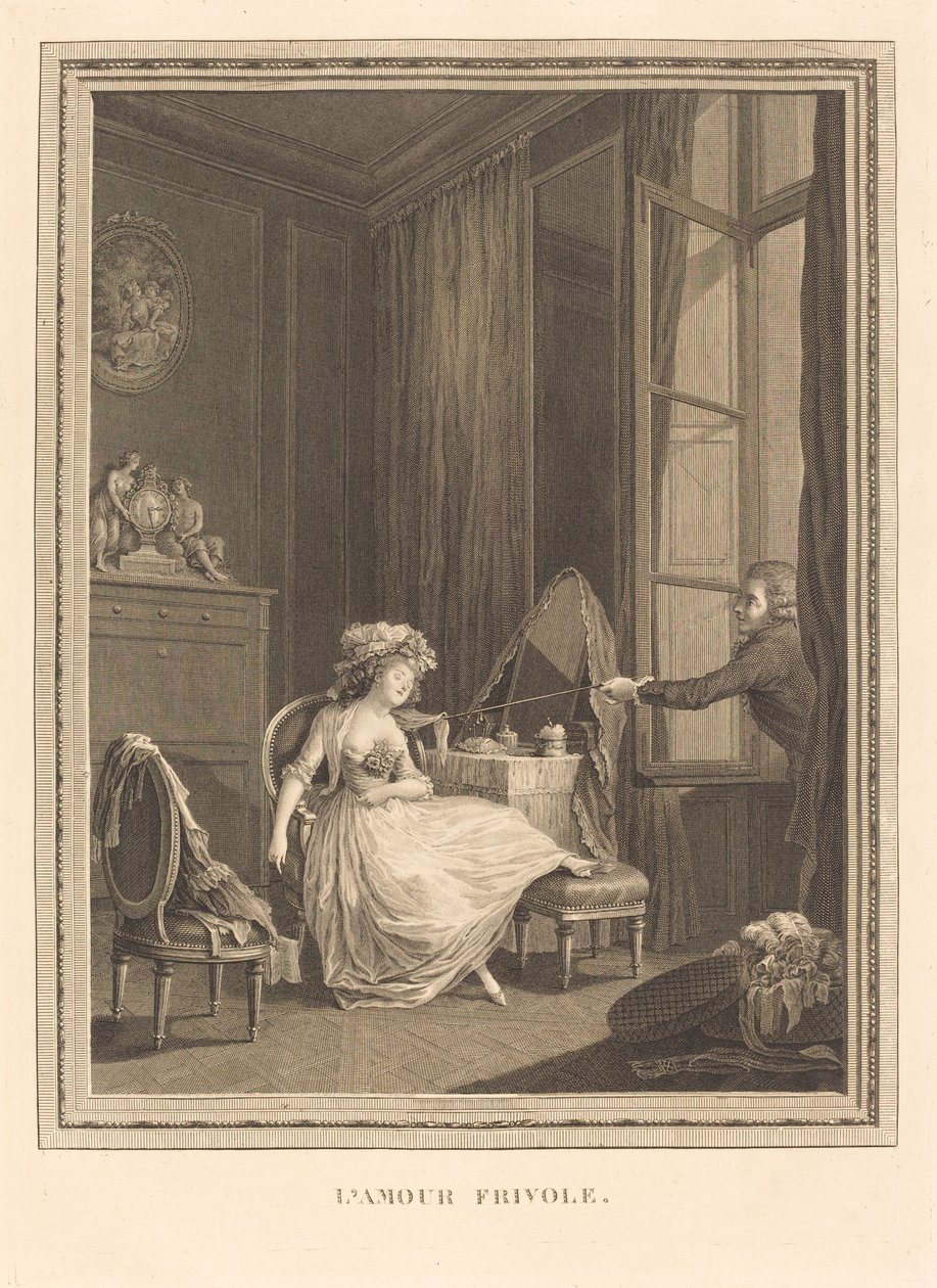 lettsindig kjærlighet av Jacques Firmin Beauvarlet after Pierre Antoine Baudouin