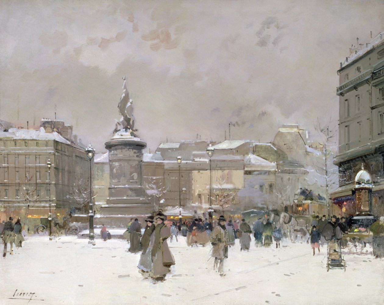 Place de Clichy (olje på panel) av Jacques Lieven