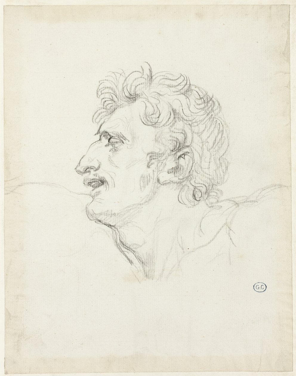 Leder for en mann, venstre profil av Jacques Louis David