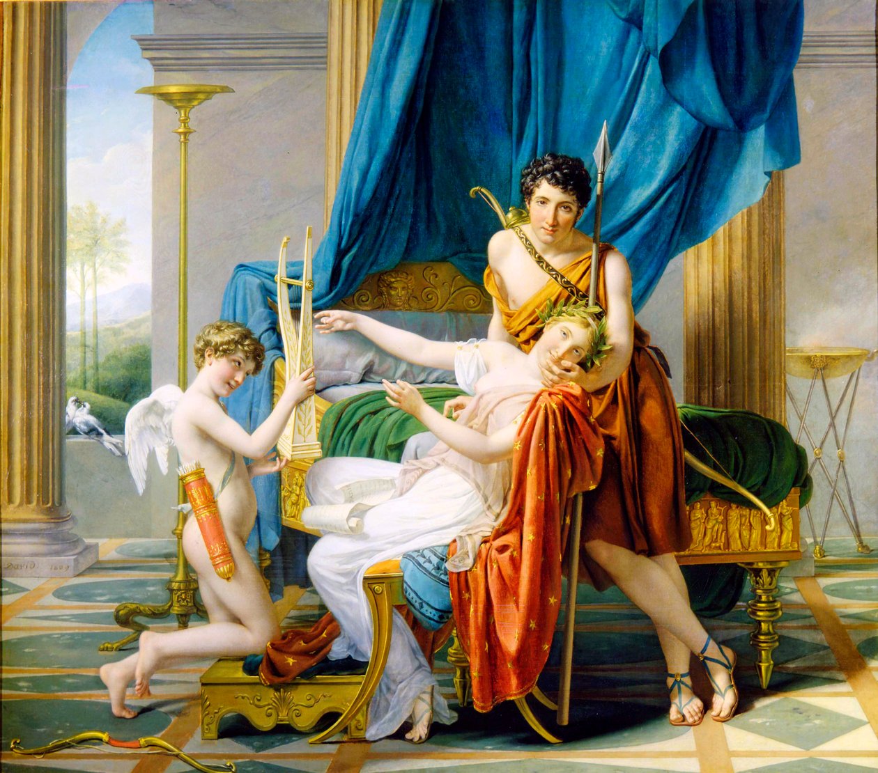 Sappho, Phaon og Cupid, 1809. av Jacques Louis David