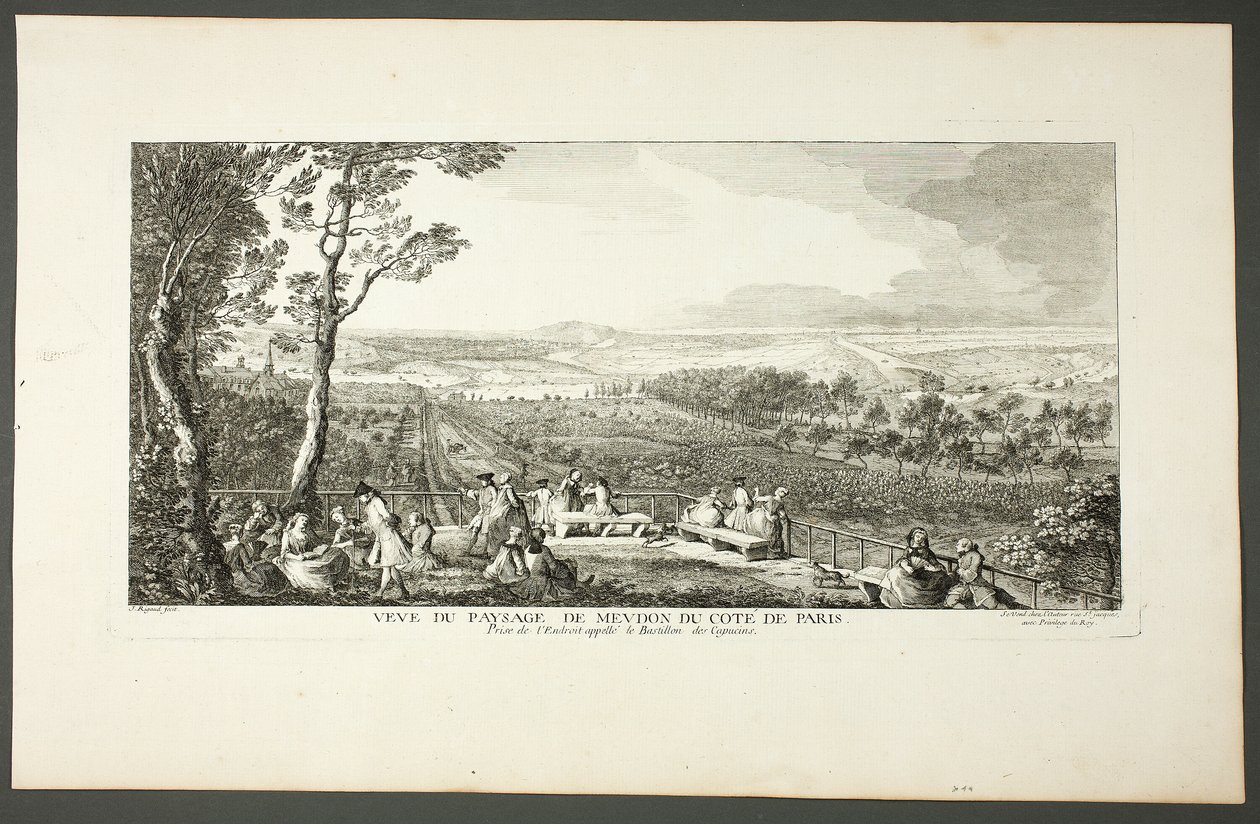 Landskapsutsikt over Meudon mot Paris av Jacques Rigaud