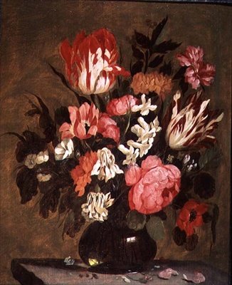 Blomster i en glassvase av Jacques de Claeuw