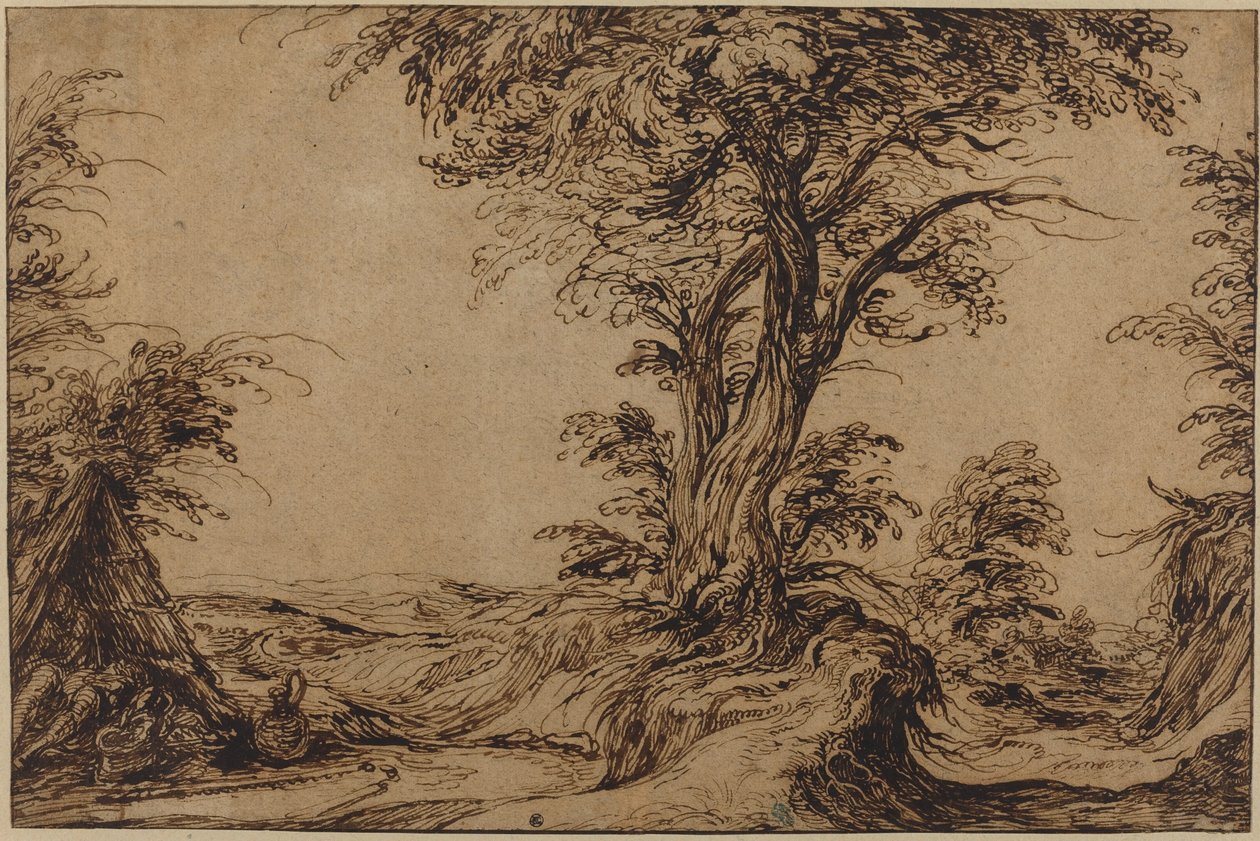Landskap med sovende bønder av Jacques de Gheyn II