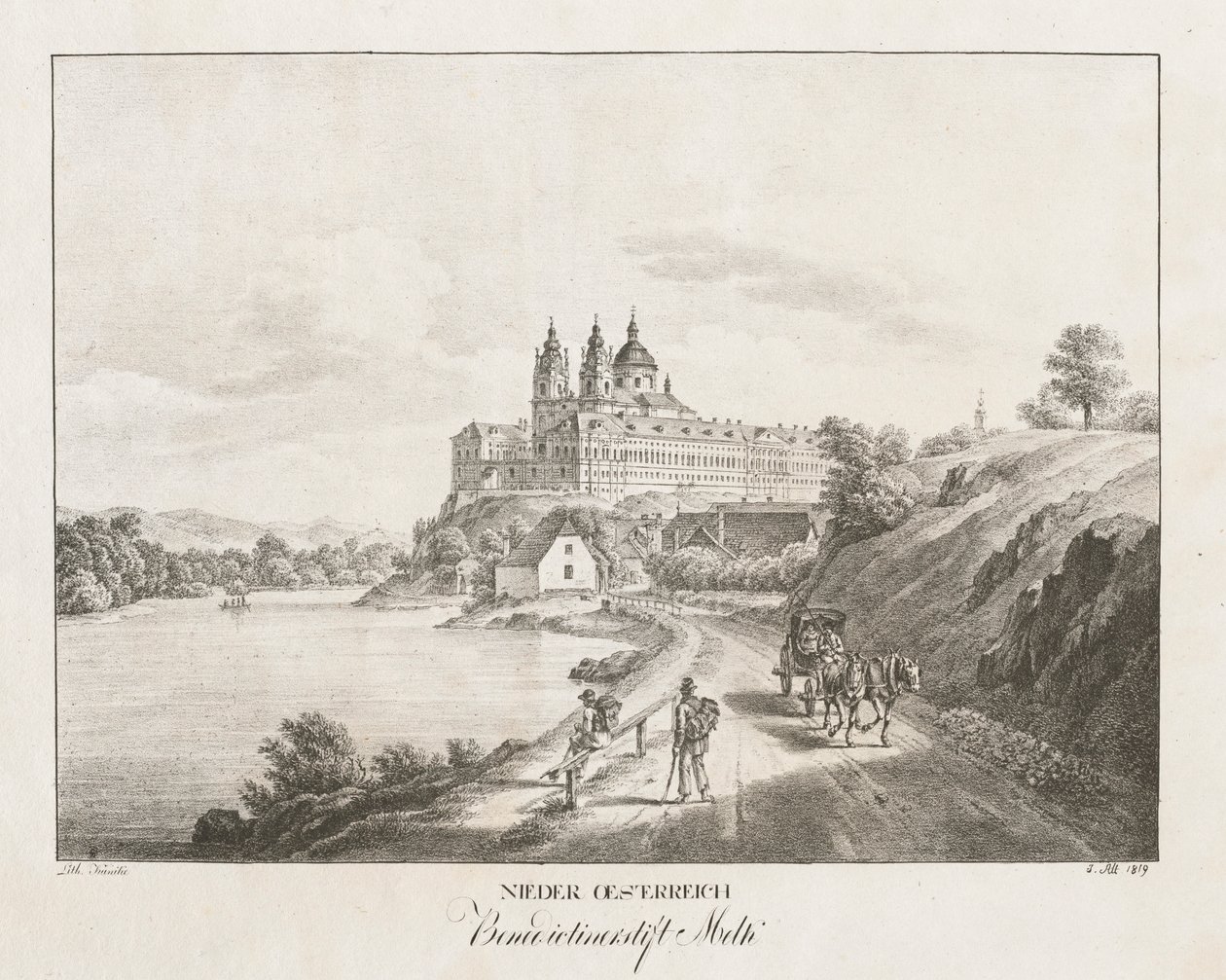 Nedre Østerrike, benediktinerkloster i Melk, 1819. av Jakob Alt