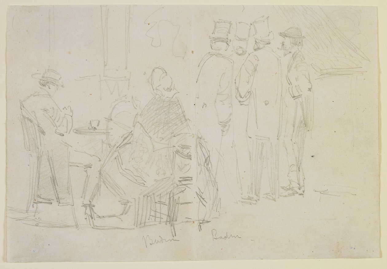 Baden-Baden, 1858 (blyant på off-white vevd papir) av James Abbott McNeill Whistler