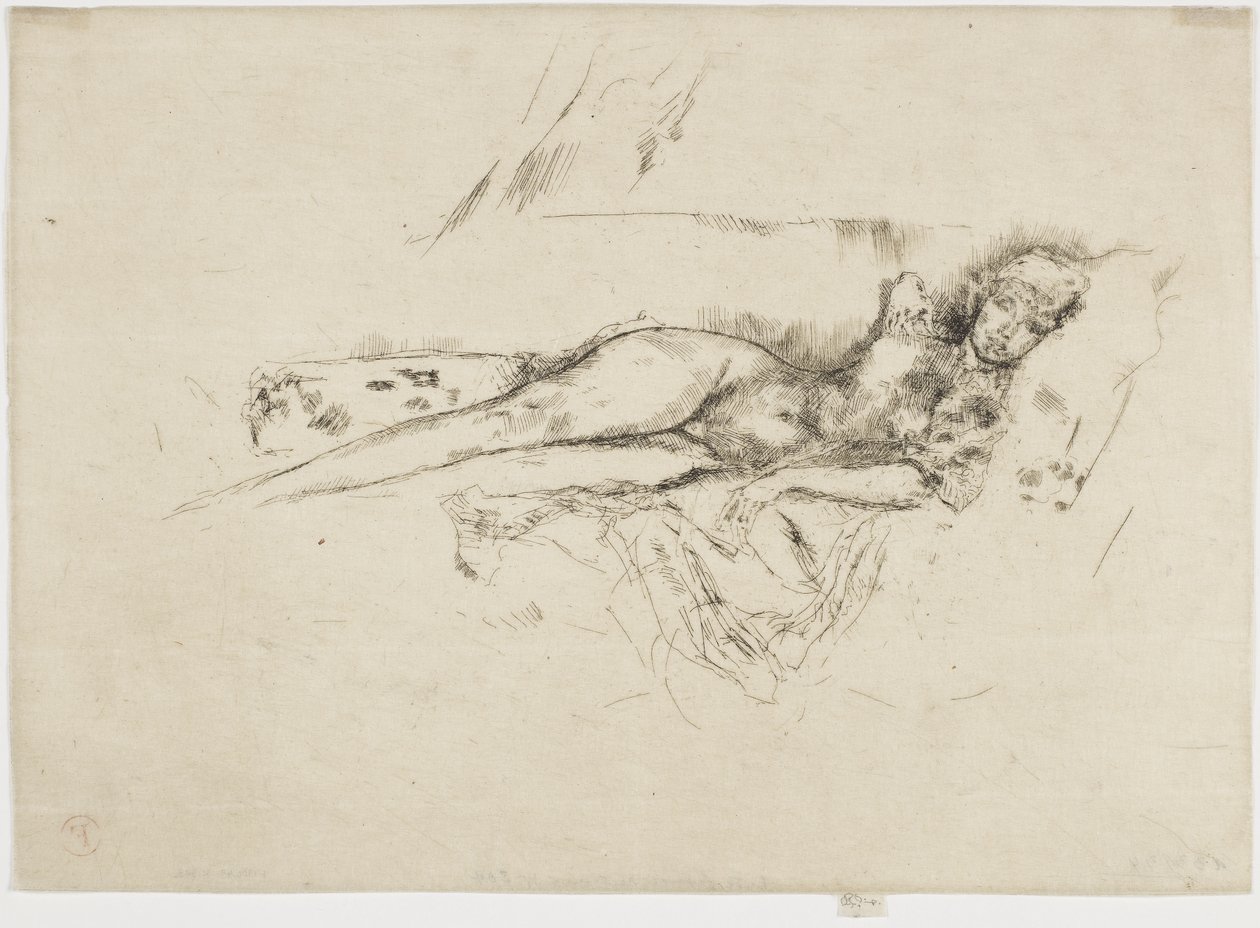 Liggende naken figur, ca. 1885-88 (etsning på papir) av James Abbott McNeill Whistler