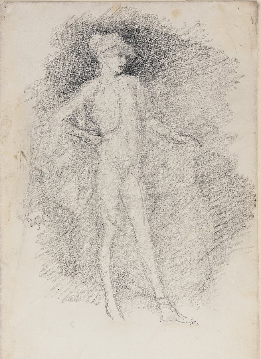 Stående figur, ca. 1890 (fargestift på litografisk overføringspapir) av James Abbott McNeill Whistler