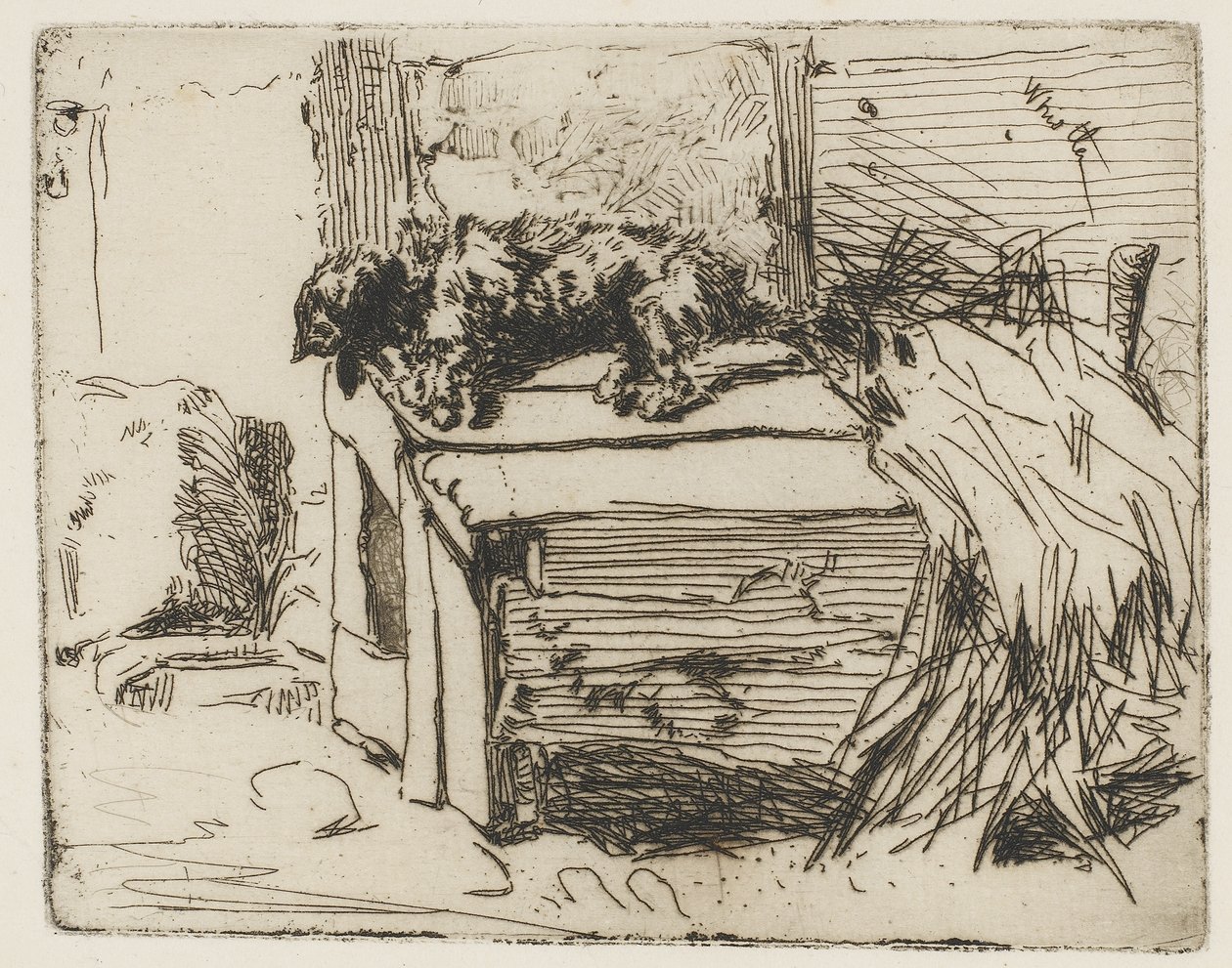 The Dog on the Kennel, 1858 (radering på papir) av James Abbott McNeill Whistler