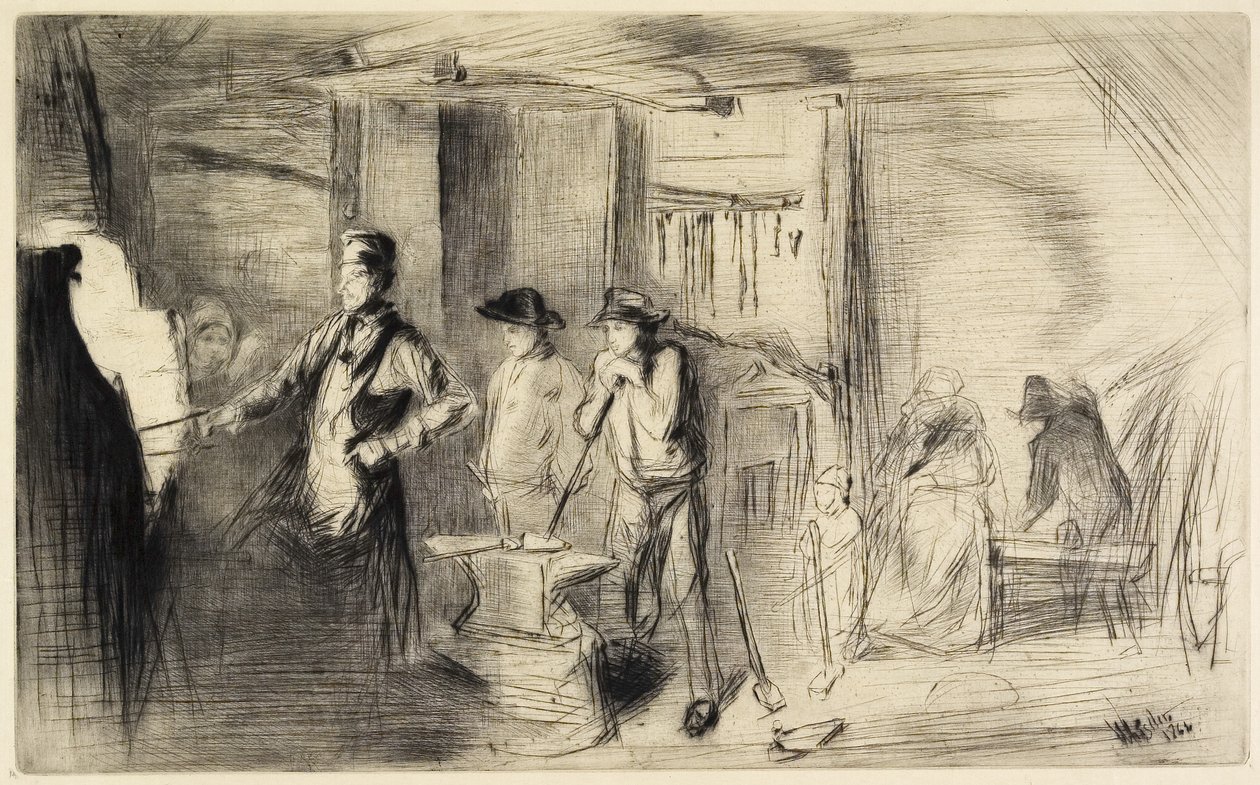 The Forge from Sixteen Etchings of Scenes on Themsen and Other Subjects, 1861 av James Abbott McNeill Whistler