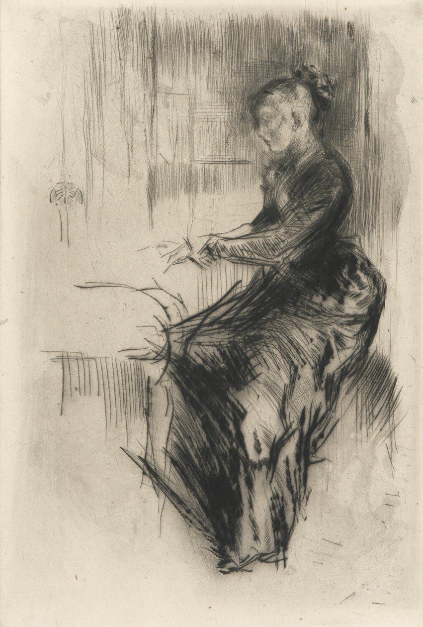 The Piano, ca. 1875 (tørrpunkt på papir) av James Abbott McNeill Whistler