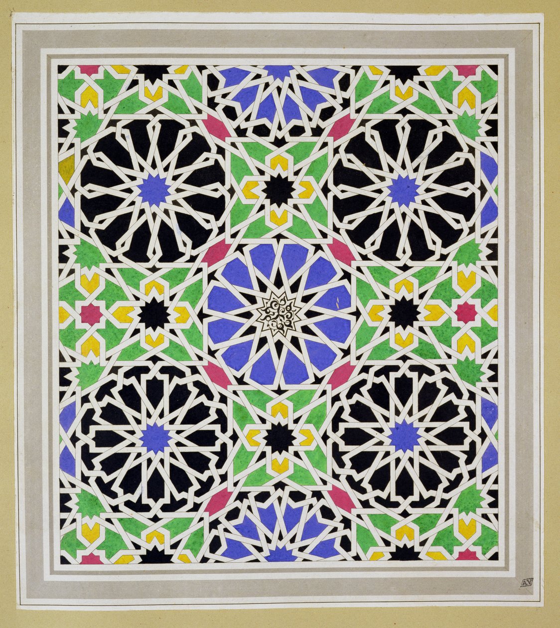 Mosaikk fortau i garderoben til Sultana, Alhambra, fra 