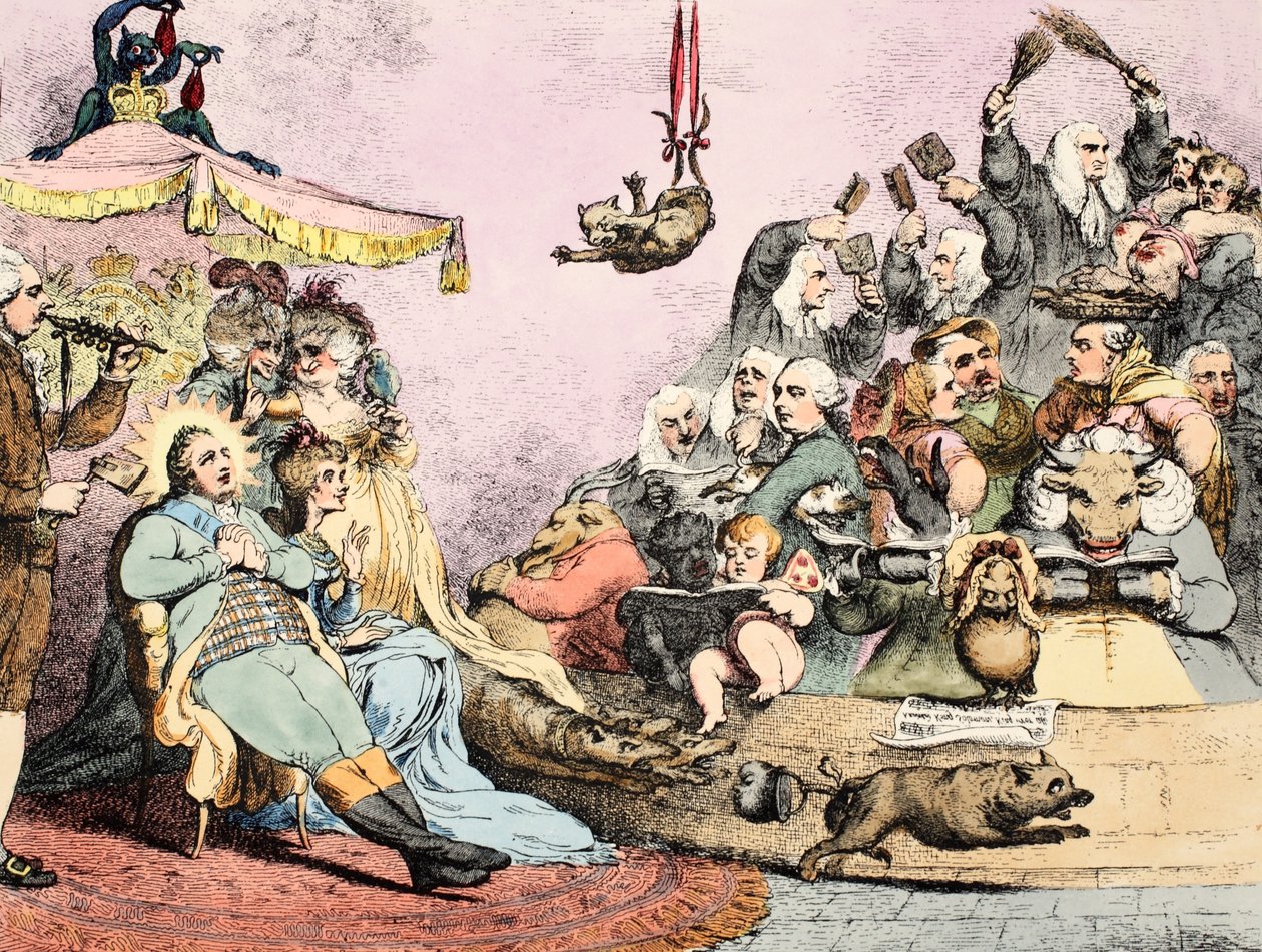Ancient Music, pub. 1787 (håndfarget etsning) av James Gillray