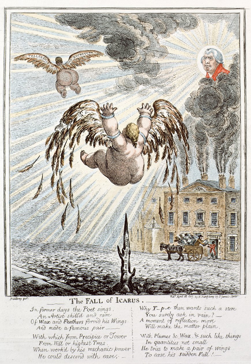 Ikaros fall av James Gillray