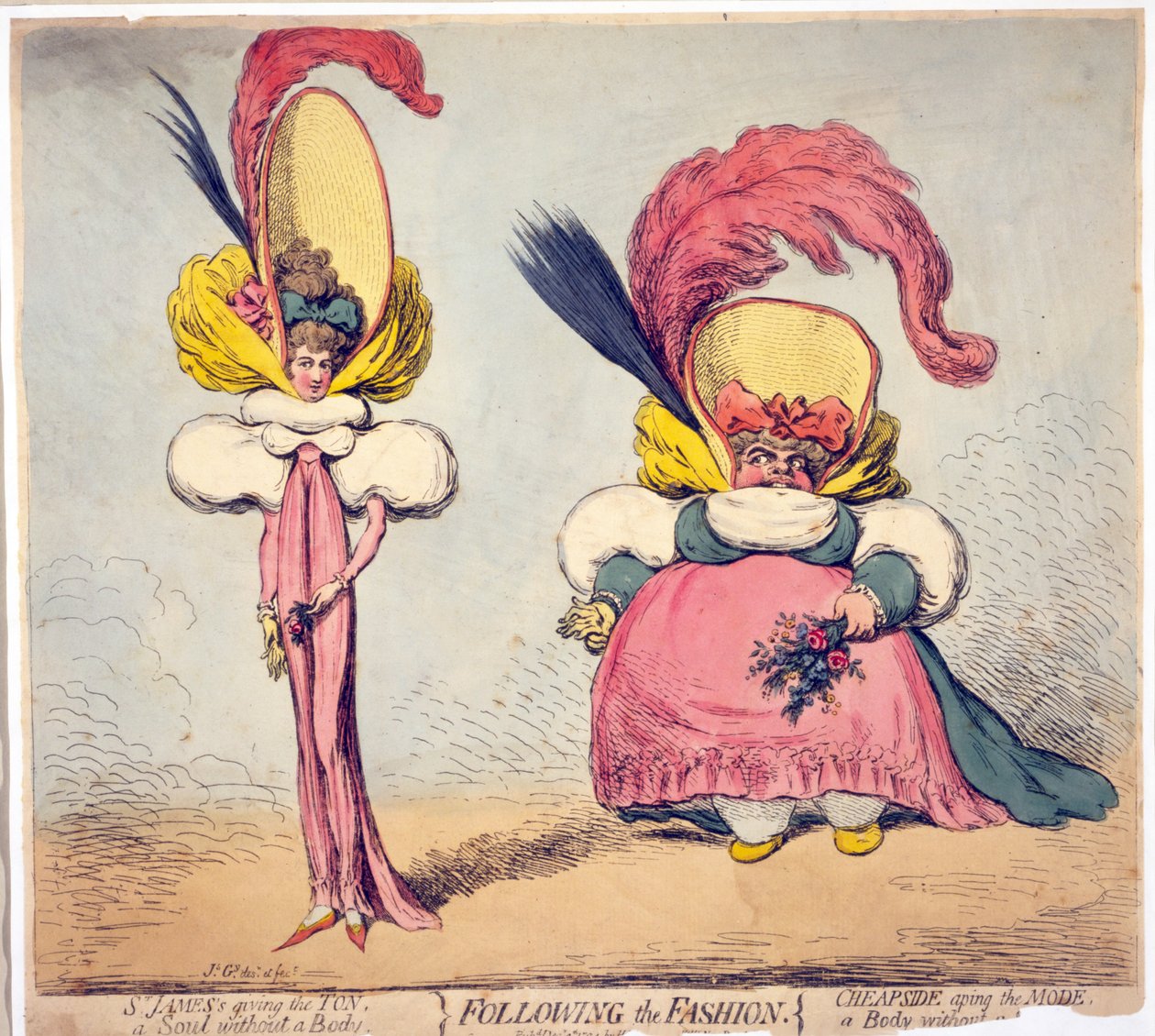Følger Fashion, pub. 1794 (håndfarget gravering) av James Gillray