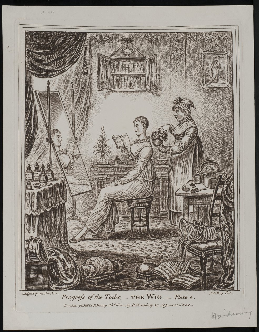 Progress of the Toilet – The Wig av James Gillray