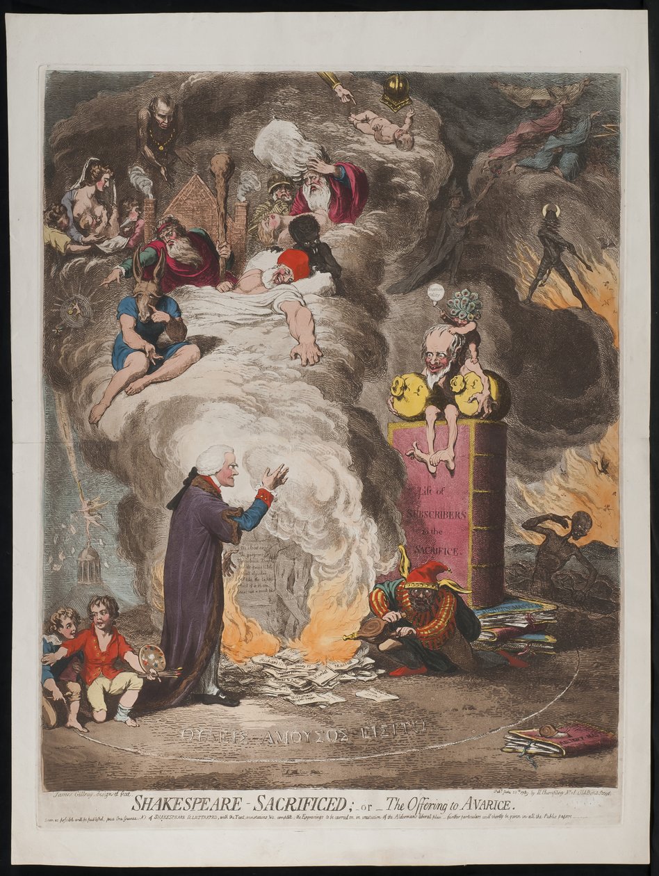 Shakespeare Sacrificed eller The Offering to Avarice, 1789 av James Gillray