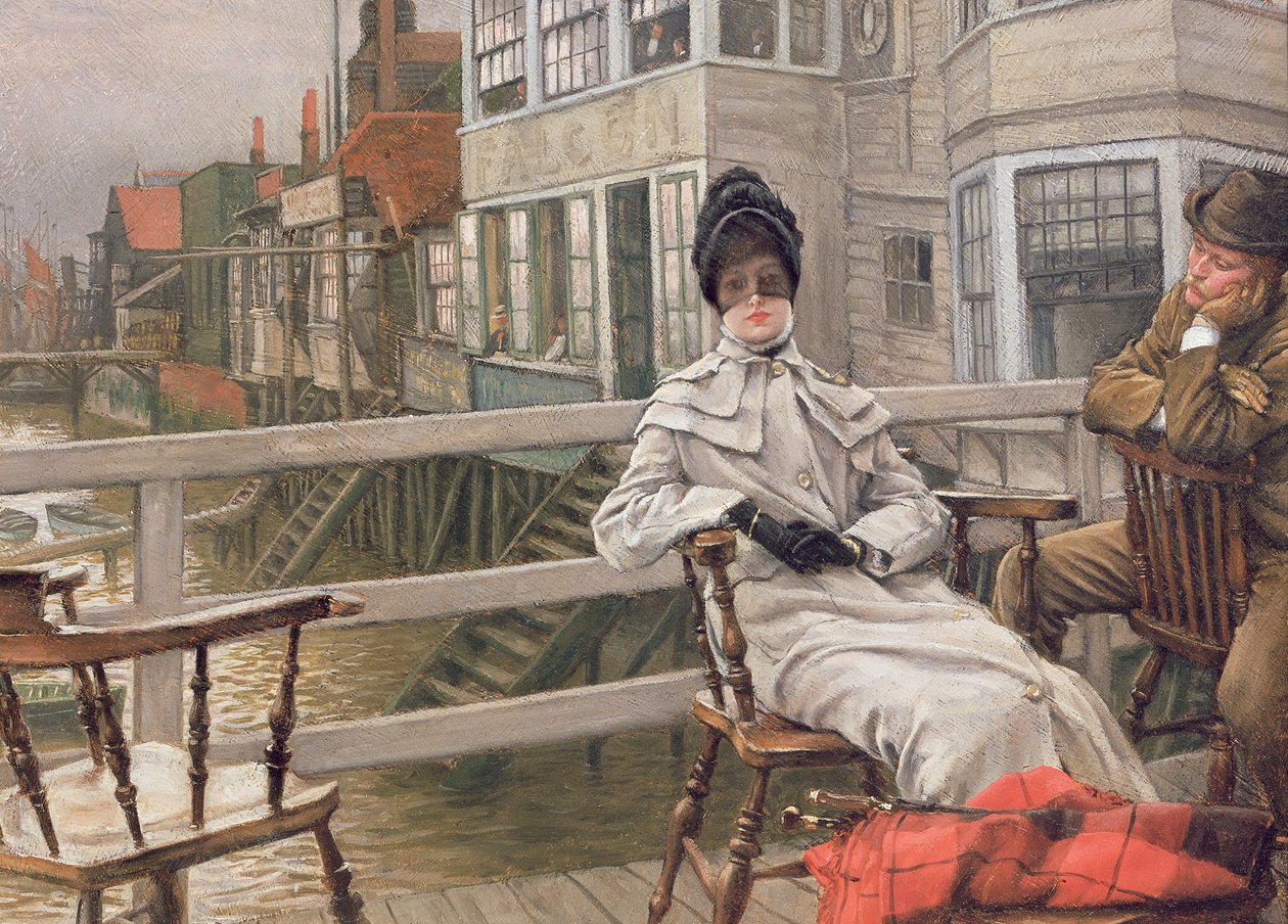 Venter på fergen, ca. 1878 (panel) av James Jacques Joseph Tissot