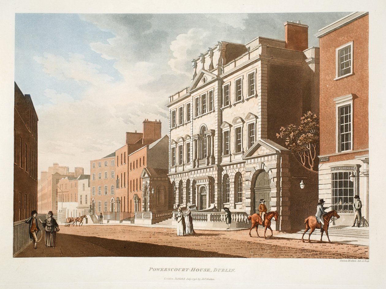 Powerscourt-House, Dublin, 1795 (håndfarget gravering) av James Malton
