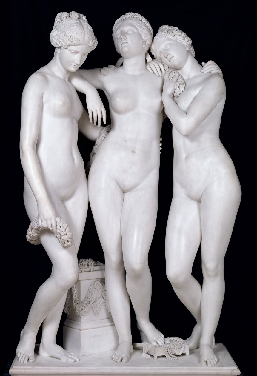 The Three Graces, 1831 (marmor) (se for detaljer 164658, 164659) av James Pradier