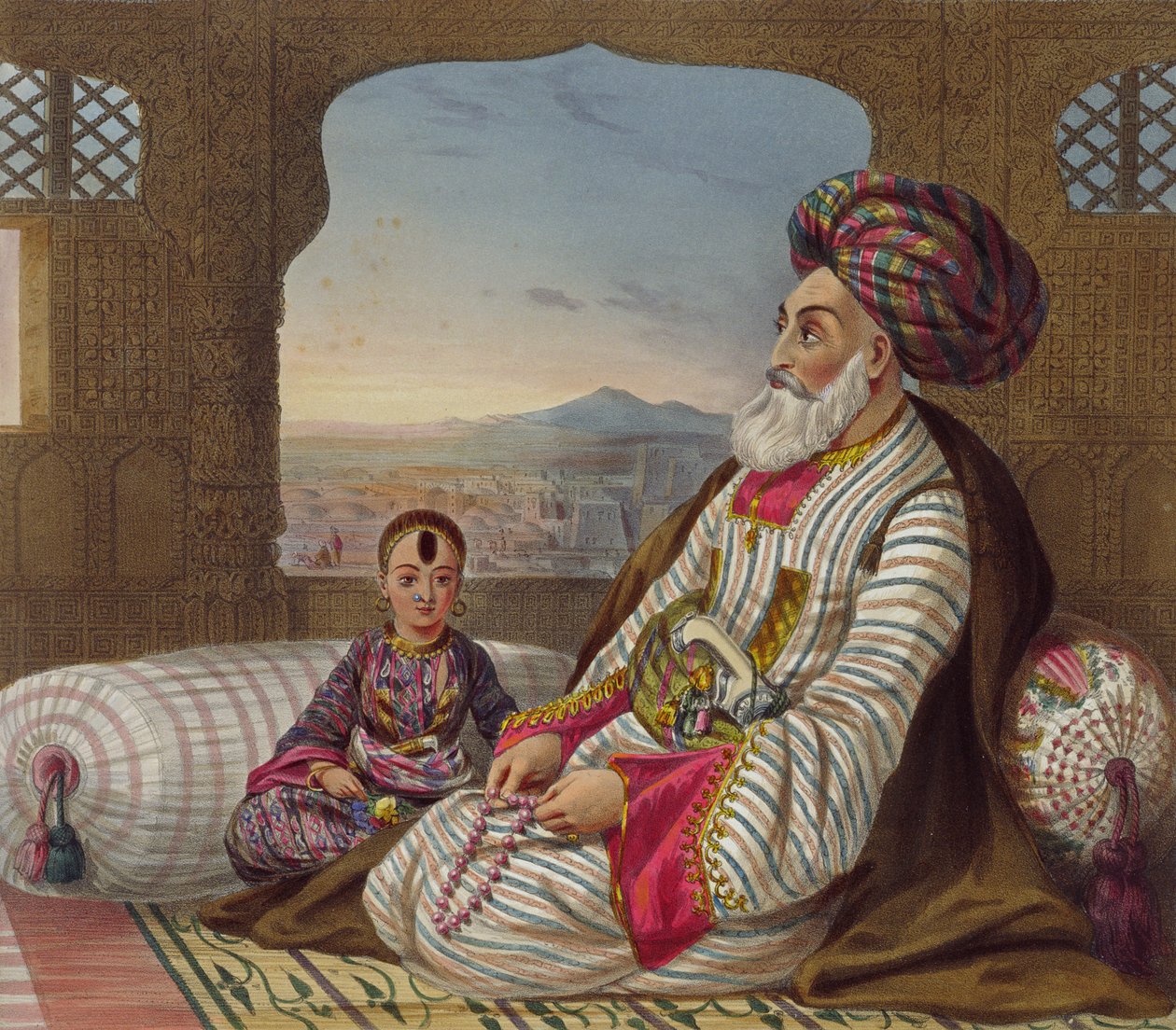 Dost Mahommed (1793-1863) Konge av Caubul og hans yngste sønn, plate 2 fra 