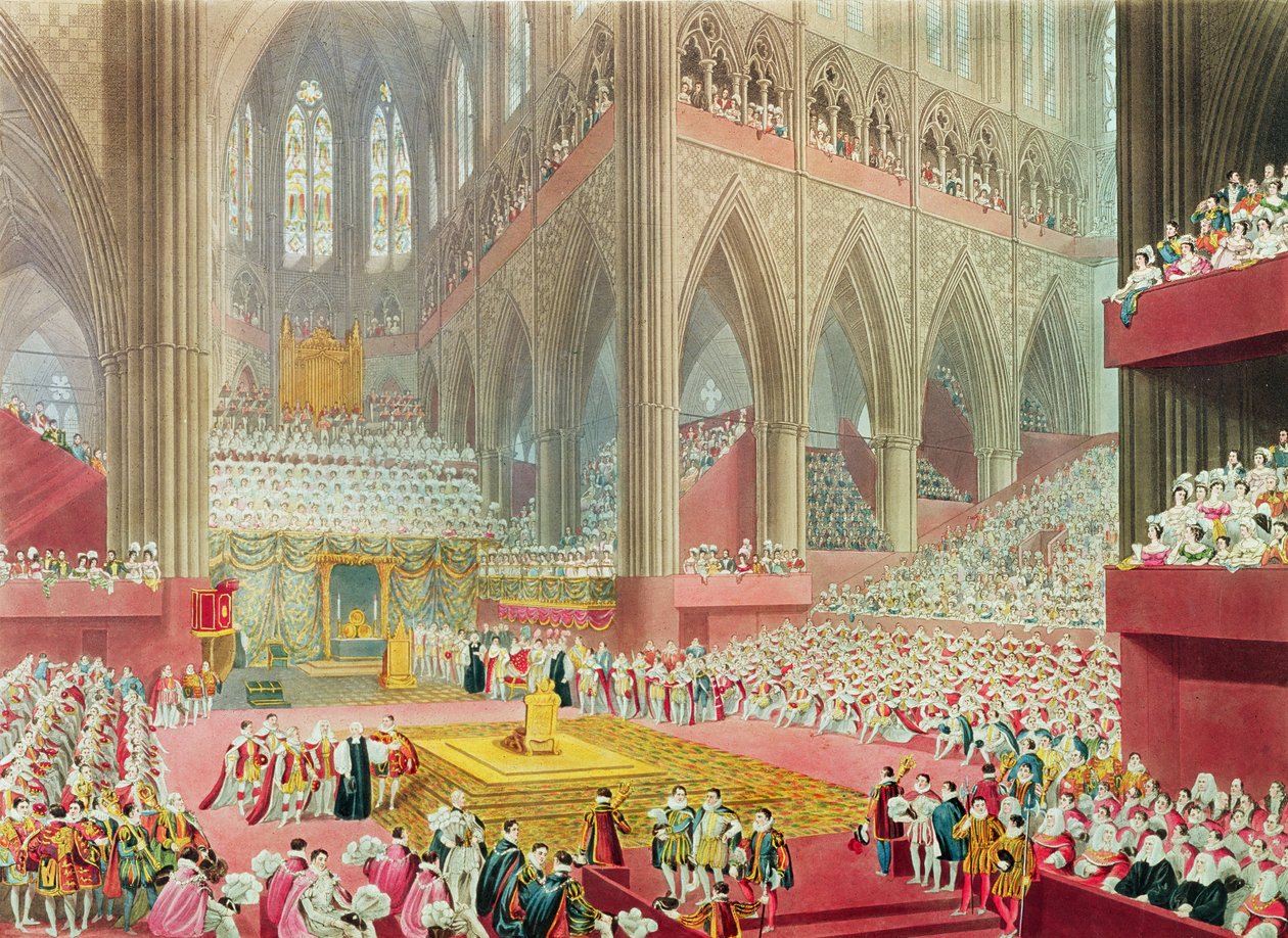 The Coronation of King George IV: The Recognition, 19. juli 1821, gravert av Matthew Dubourg, 1822 av James Stephanoff