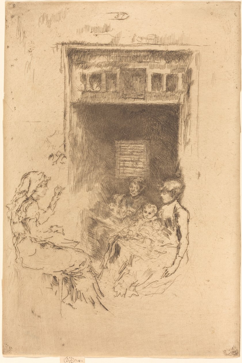 Bead-stringers, 18791880. av James Abbott McNeill Whistler