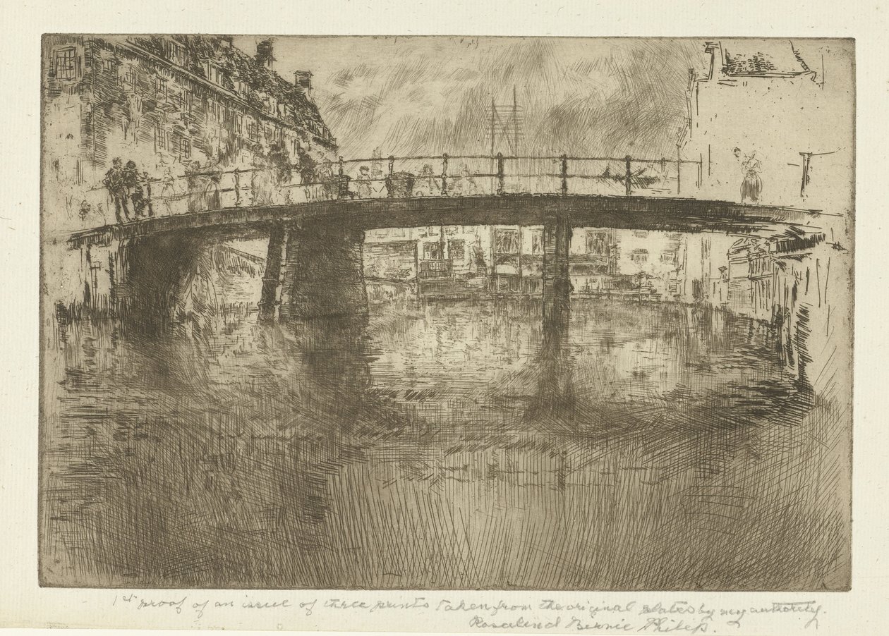 Bro i Amsterdam Bridge, Amsterdam av James Abbott McNeill Whistler