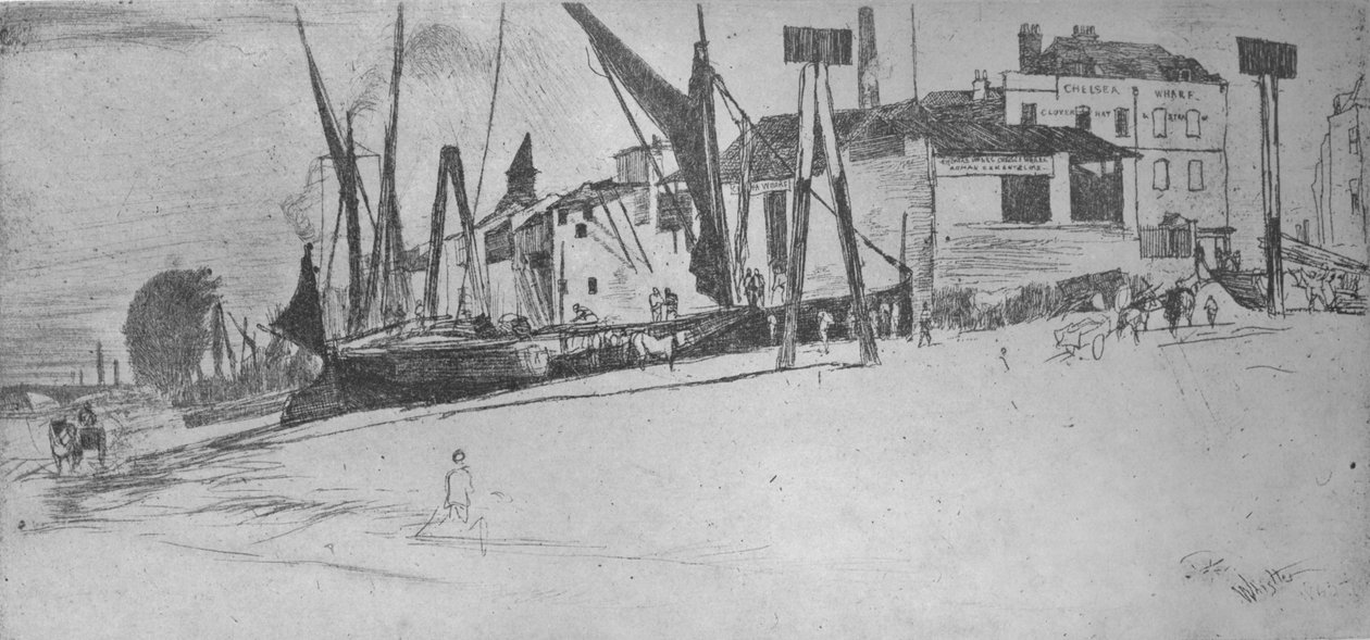 Chelsea Wharf, 1863, 1904 av James Abbott McNeill Whistler