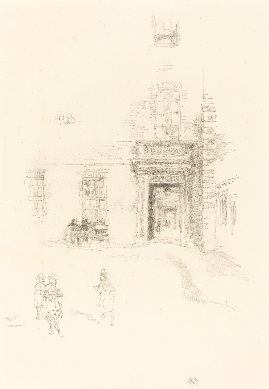 Courtyard, Chelsea Hospital, 1888. av James Abbott McNeill Whistler