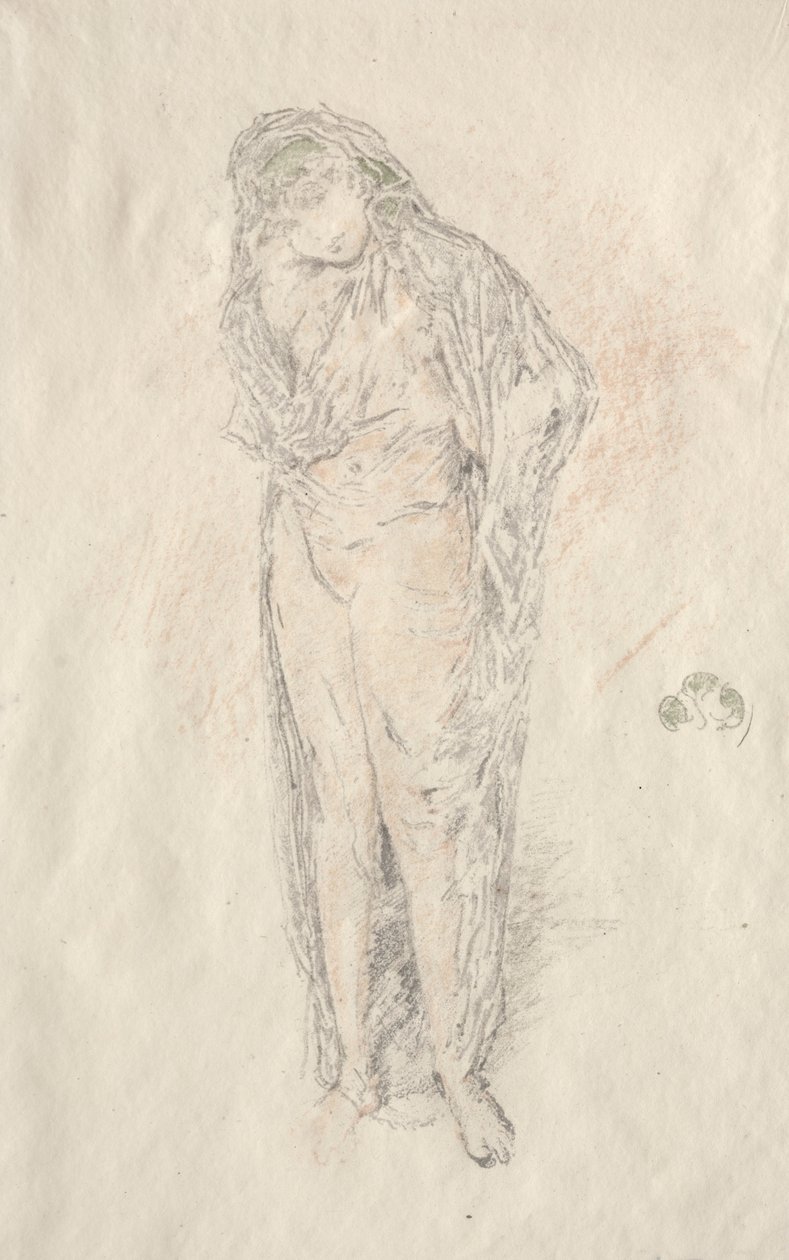 Drapert figur stående. av James Abbott McNeill Whistler