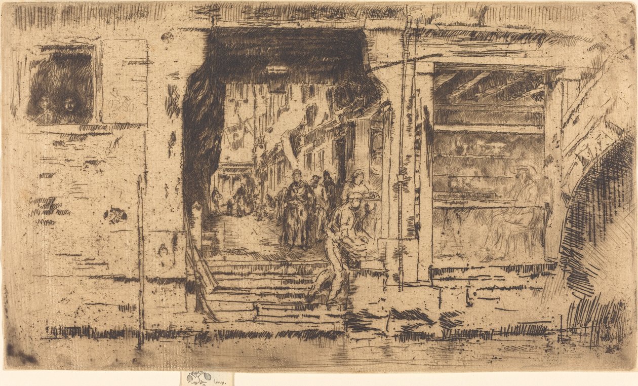 Fiskebutikk, Venezia, 1880. av James Abbott McNeill Whistler