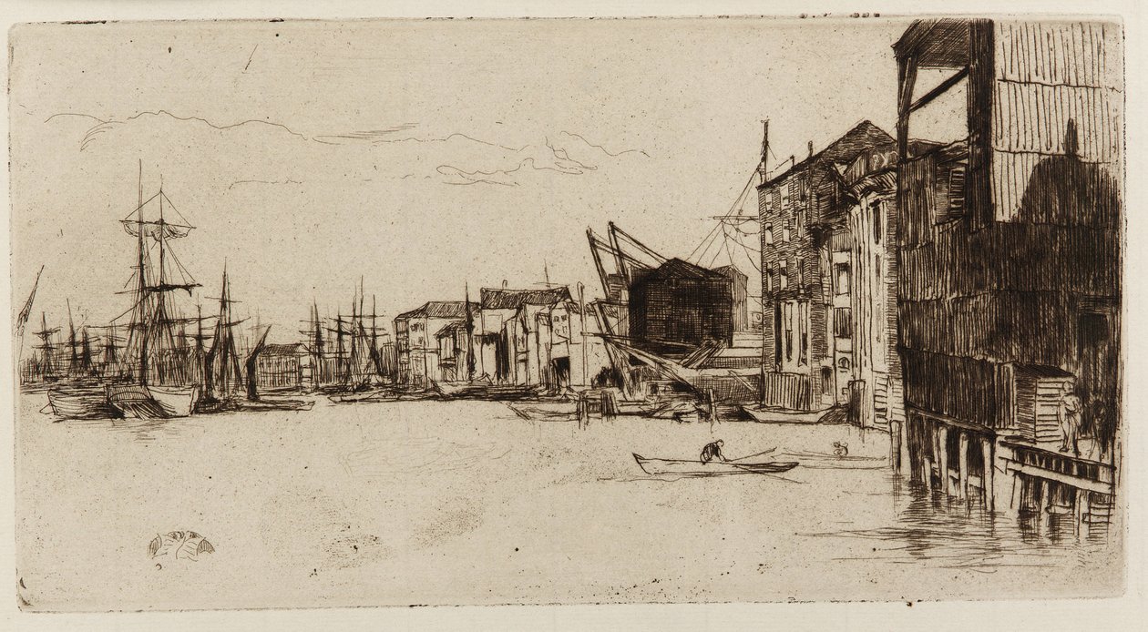 Free Trade Wharf, 1877. av James Abbott McNeill Whistler