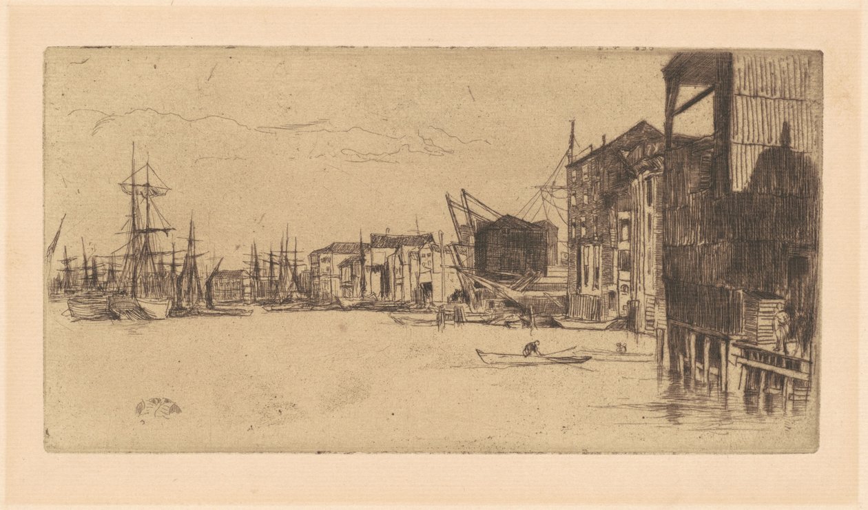 Free Trade Wharf, 1877. av James Abbott McNeill Whistler
