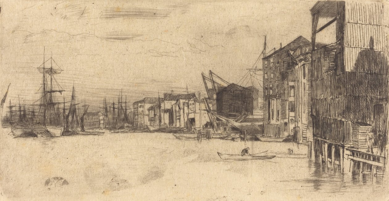 Free Trade Wharf, 1877. av James Abbott McNeill Whistler