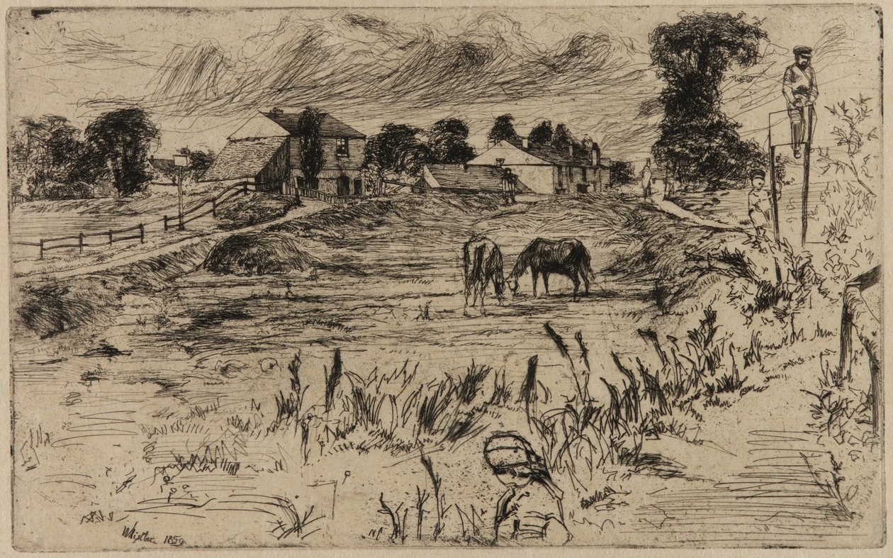 Landskap med hester, 1859. av James Abbott McNeill Whistler