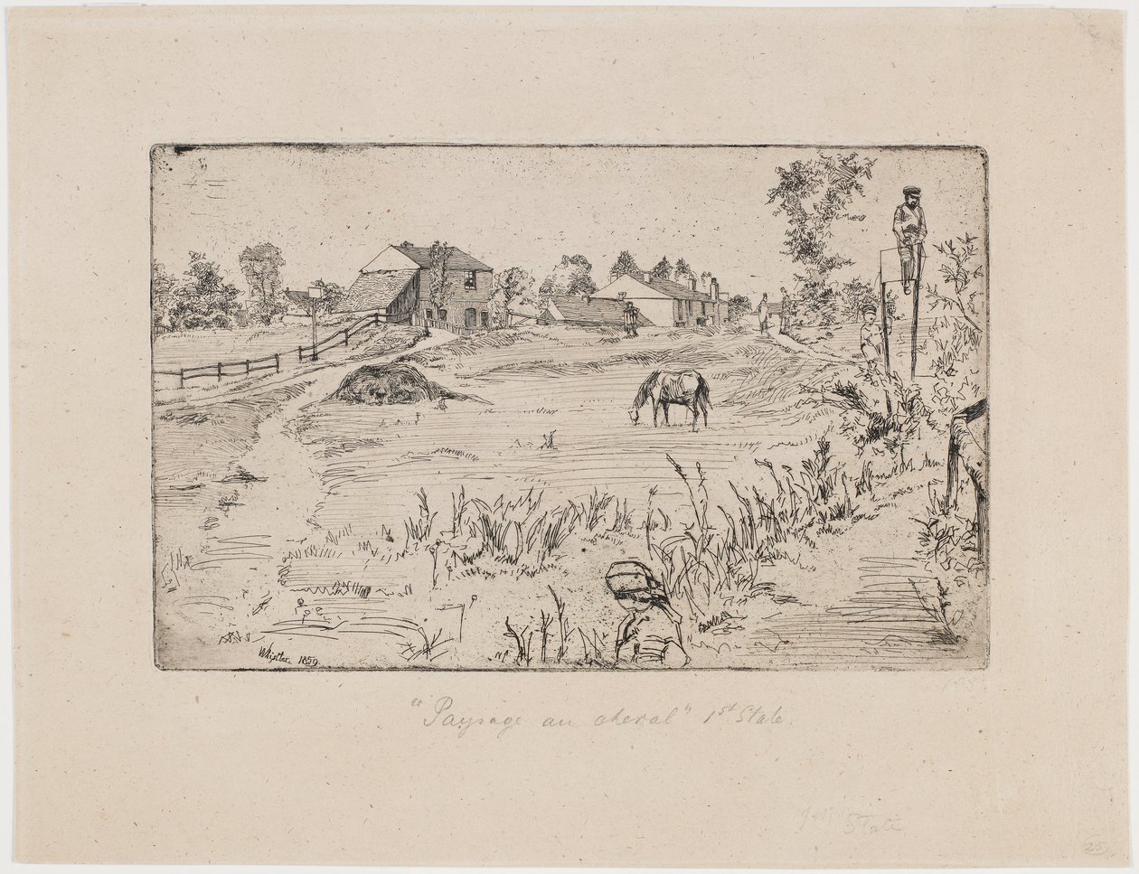Landskap med hester, 1859. av James Abbott McNeill Whistler