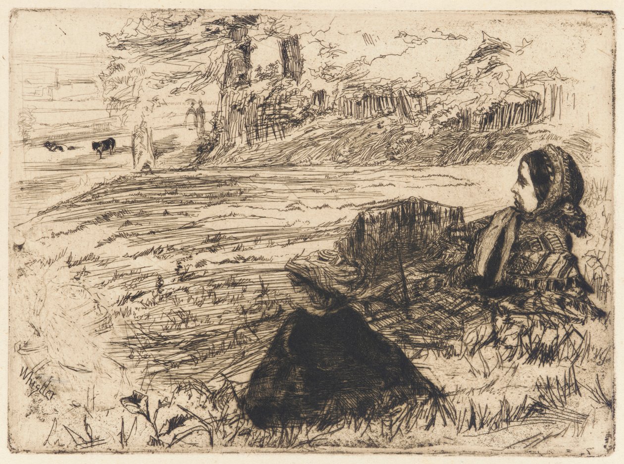 Barnepike og barn, 1859. av James Abbott McNeill Whistler