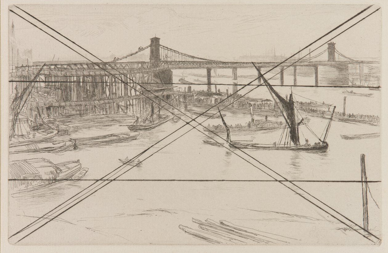 Old Hungerford Bridge, 1861. av James Abbott McNeill Whistler