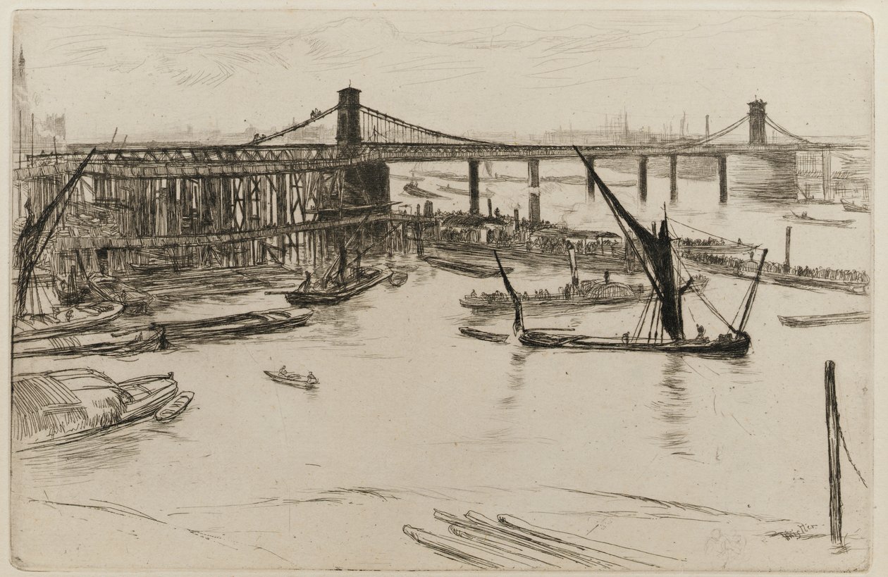 Old Hungerford Bridge, 1861. av James Abbott McNeill Whistler