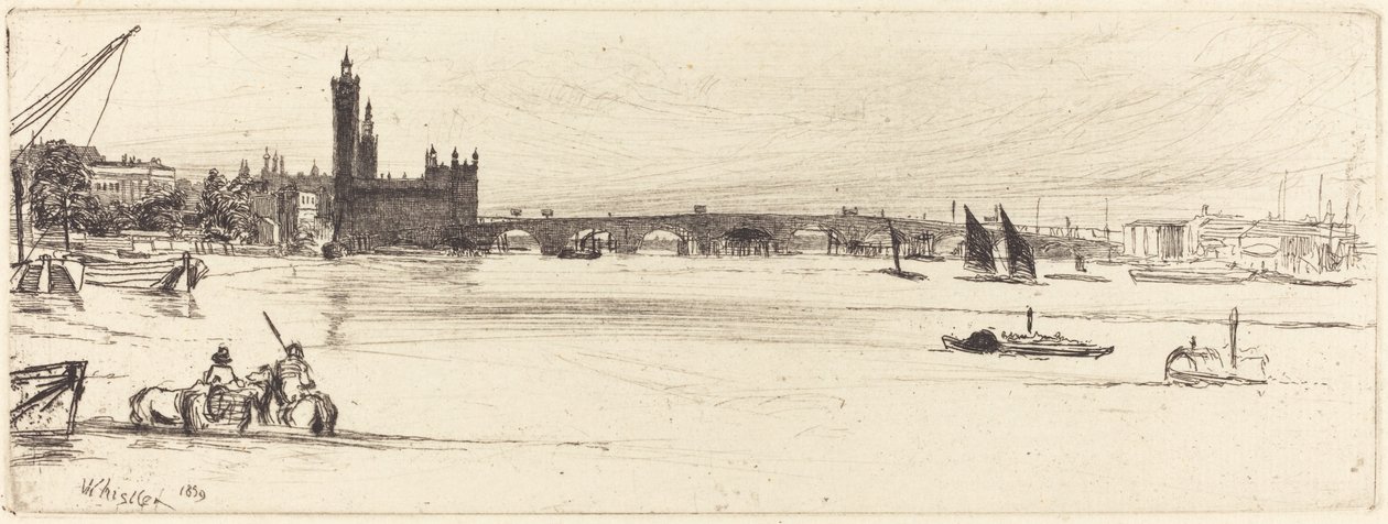 Old Westminster Bridge, 1859. av James Abbott McNeill Whistler