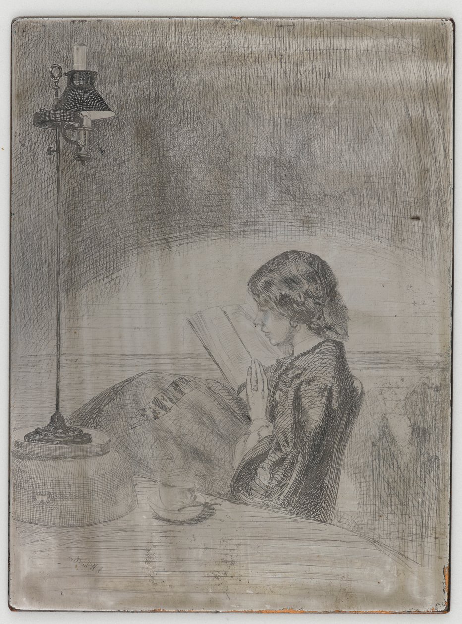Lesing av Lamplight, 1858. av James Abbott McNeill Whistler