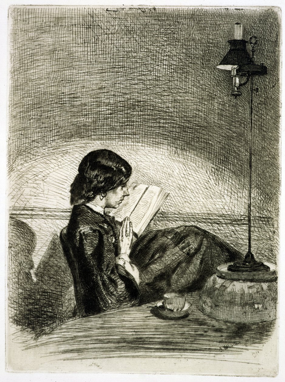 Lesing av Lamplight, 1858 av James Abbott McNeill Whistler