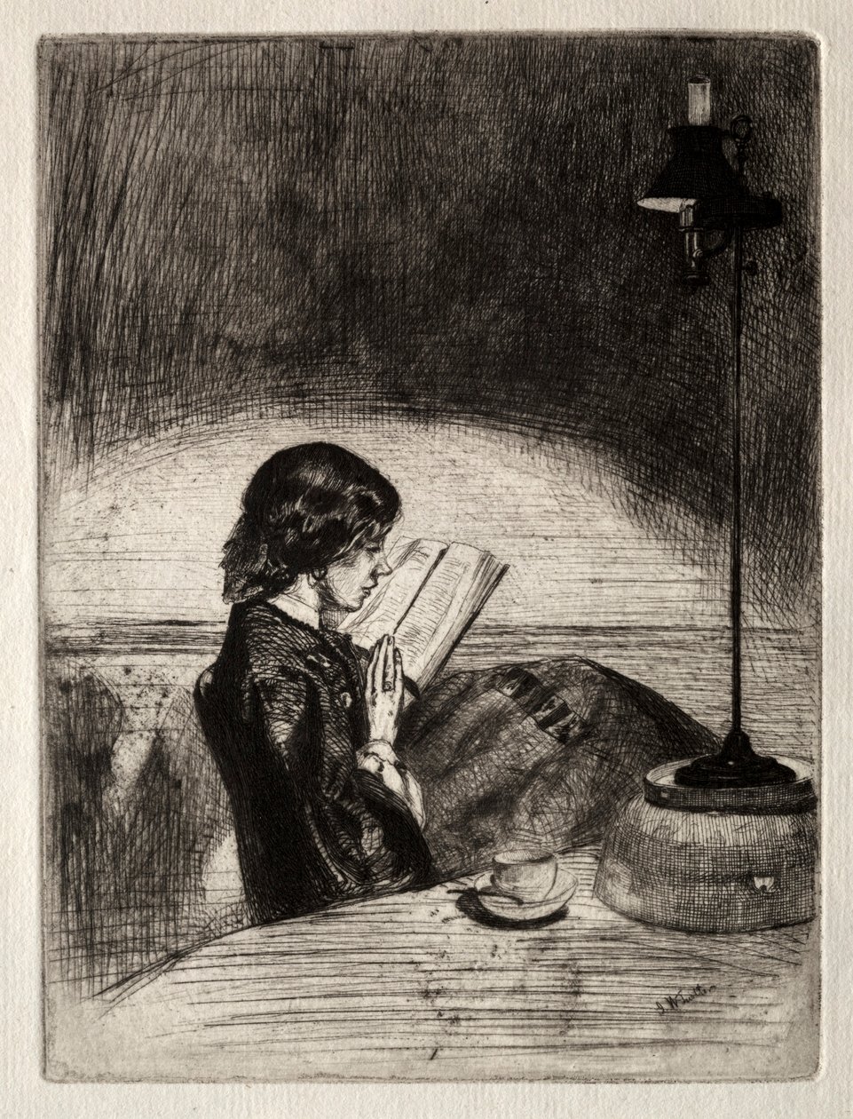 Lesing av Lamplight, 1859. av James Abbott McNeill Whistler