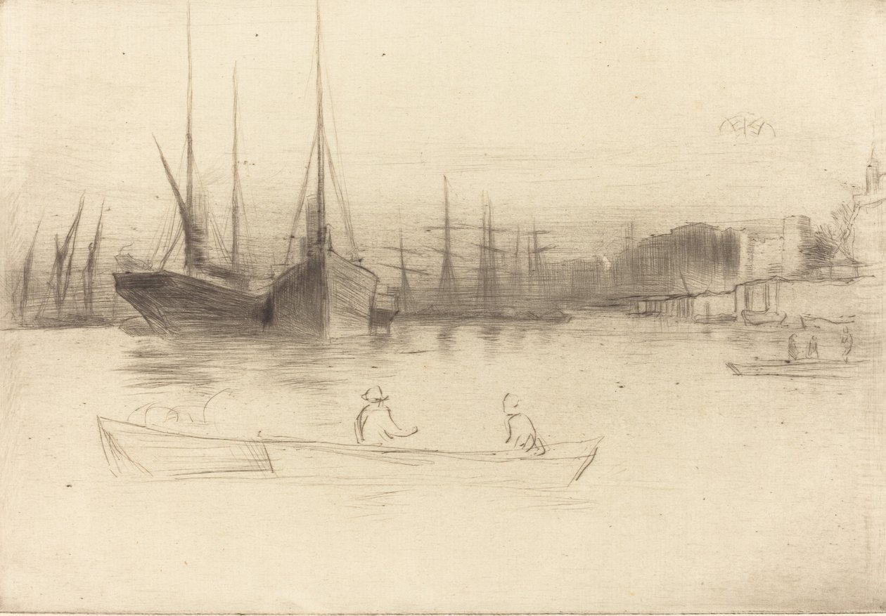 Dampbåter utenfor tårnet, 1875. av James Abbott McNeill Whistler