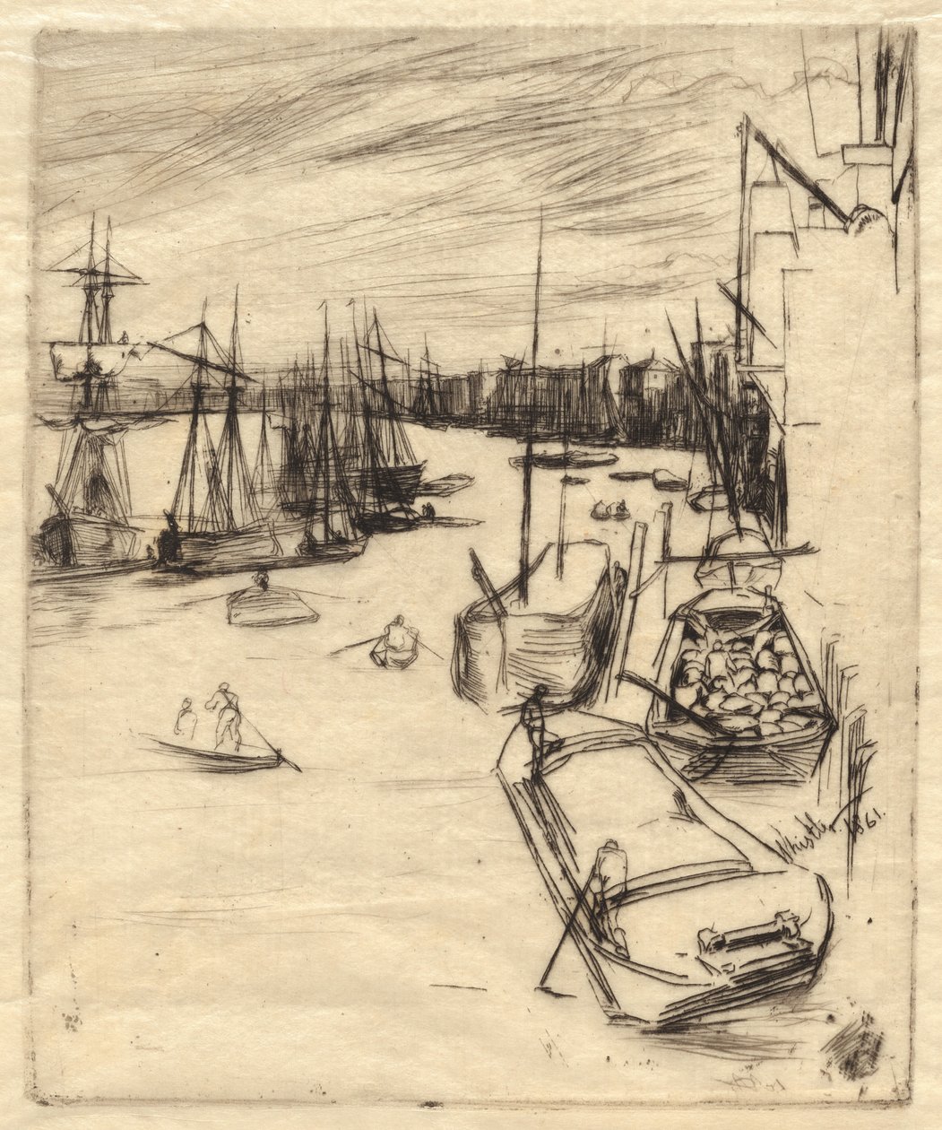 Den lille Rotherhithe, 1861. av James Abbott McNeill Whistler