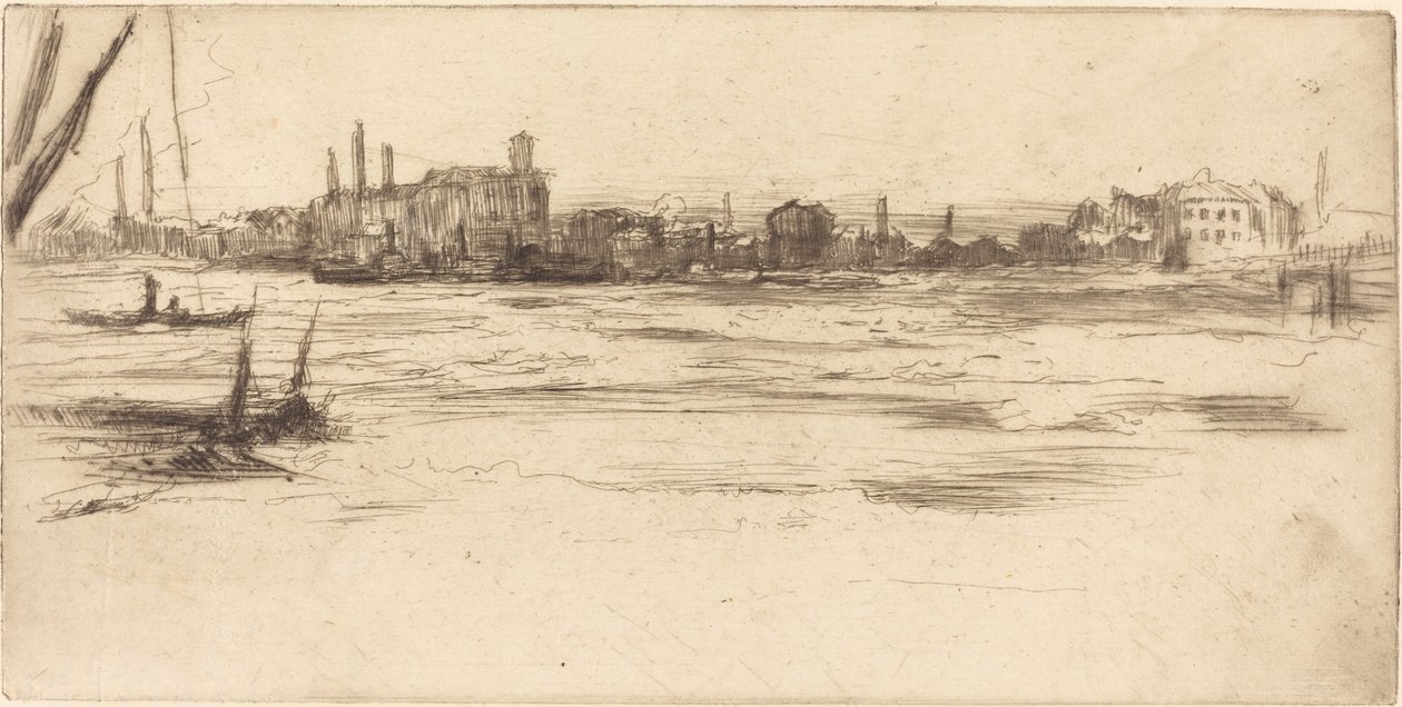 Den urolige Themsen, ca. 1875. av James Abbott McNeill Whistler