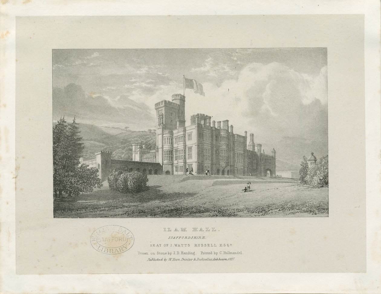 Ilam Hall: litografi av James Duffield Harding
