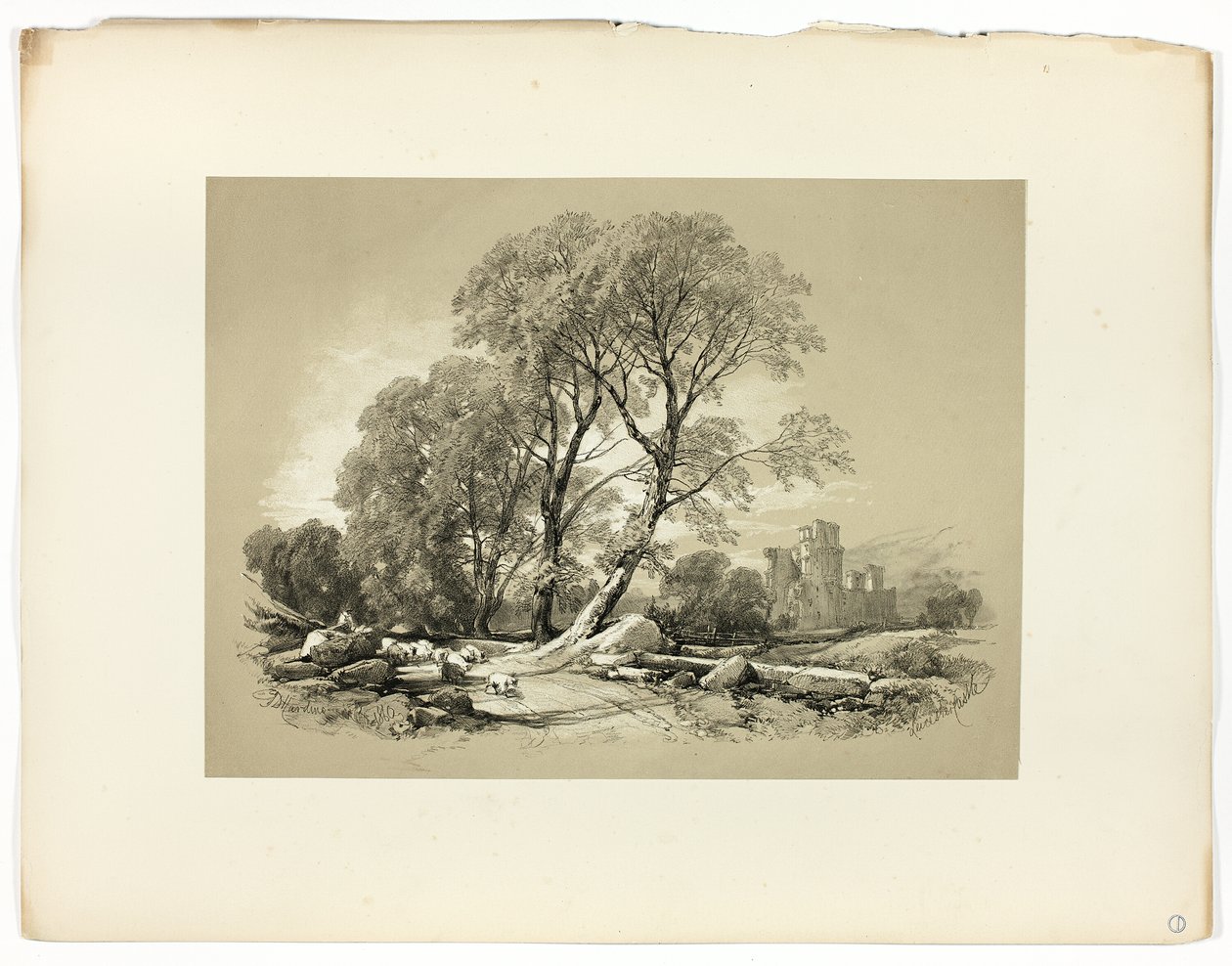 Leicester Castle, fra Picturesque Selections av James Duffield Harding