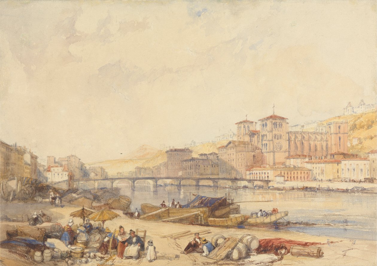 Lyons fra Quayside på Rhone av James Duffield Harding